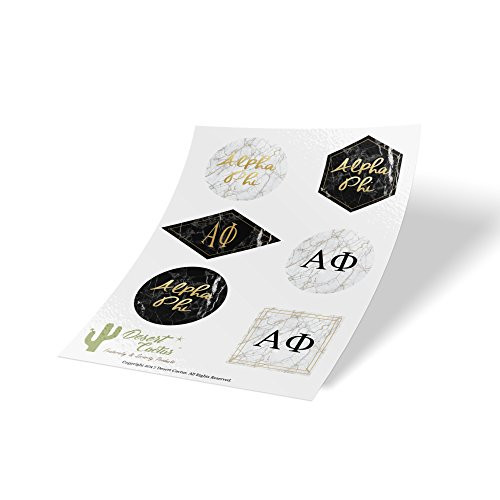 Alpha Phi Sorority Sticker Decal Laptop Water Bottle Car (Marble Sheet)