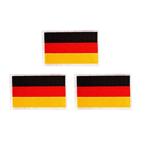 Germany Flag Patch Bulk 3.5 inch x 2.25 inch State Iron On Sew Embroidered Tactical Backpack Hat Bags German (3-Pack Patch)
