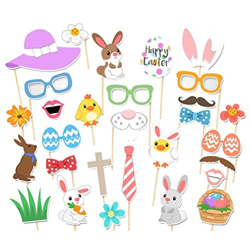 BESTOYARD Easter Photo Props Egg Rabbit Photo Booth Props Photographing Dress-up Acessories for Easter Birthday Baby Shower Party Favors