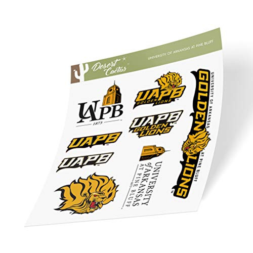 University of Arkansas at Pine Bluff UAPB Golden Lions NCAA Sticker Vinyl Decal Laptop Water Bottle Car Scrapbook (Type 2 Sheet)