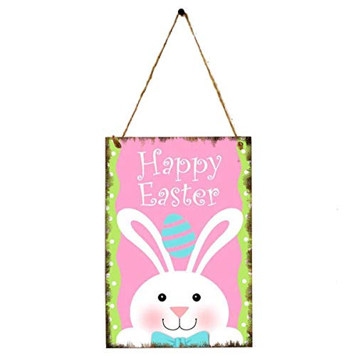 KODORIA Easter Wooden Hanging Plaque Sign Board Door Hanger Wooden Wall Plaque for Easter Spring Home Hanging Decoration - B