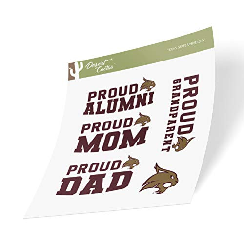 Texas State University TxSt Bobcats NCAA Sticker Vinyl Decal Laptop Water Bottle Car Scrapbook (Family Full Sheet)