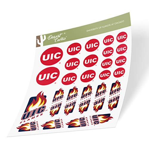 University of Illinois at Chicago UIC Flames NCAA Sticker Vinyl Decal Laptop Water Bottle Car Scrapbook (Type 1-1 Sheet)