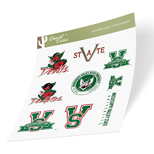 Mississippi Valley State University MVSU Delta Devils HBCU NCAA Sticker Vinyl Decal Laptop Water Bottle Car Scrapbook (Type 2 Sheet)