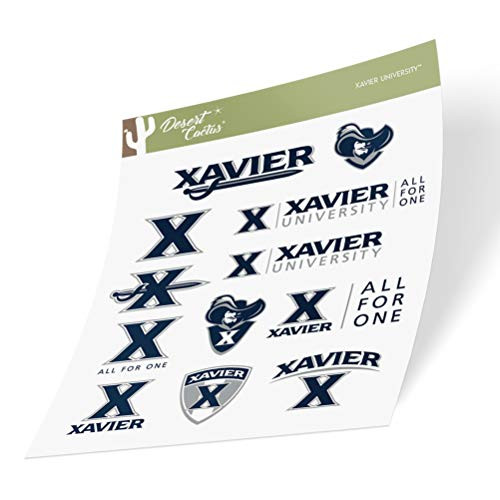 Xavier University XU Musketeers NCAA Sticker Vinyl Decal Laptop Water Bottle Car Scrapbook (Type 2 Sheet)