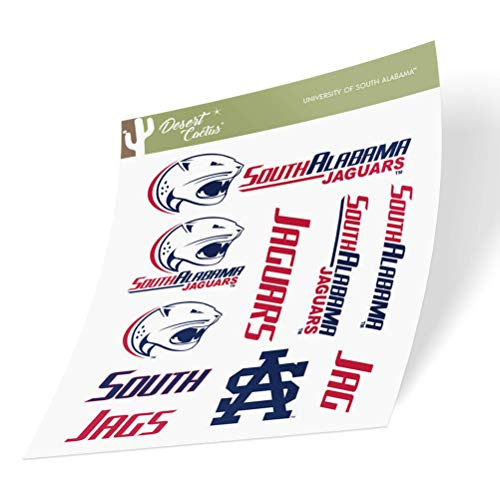 University of South Alabama USA Jaguars NCAA Sticker Vinyl Decal Laptop Water Bottle Car Scrapbook (Type 2 Sheet)