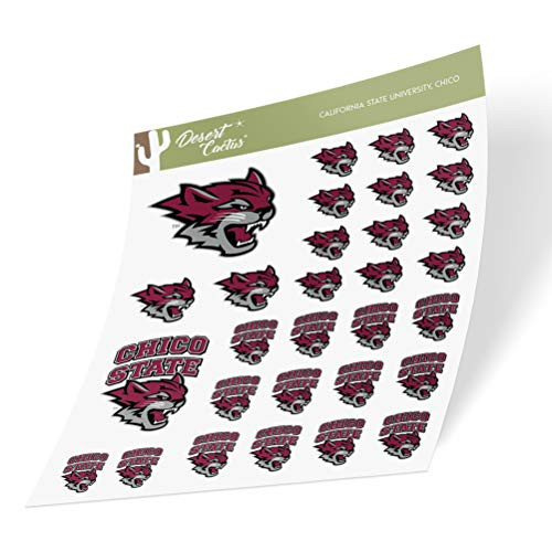 California Cal State University Chico CSU Wildcats NCAA Sticker Vinyl Decal Laptop Water Bottle Car Scrapbook (Full Sheet 2-Logo)