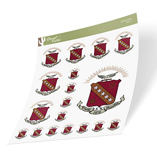 Sigma Kappa Multiple Size Sticker Decal Laptop Water Bottle Car (Crest Sheet - Type 3)