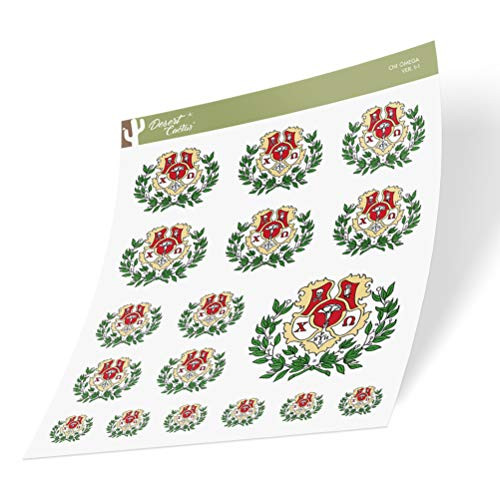 Chi Omega Multiple Size Sticker Decal Laptop Water Bottle Car (Crest Sheet - Type 3)