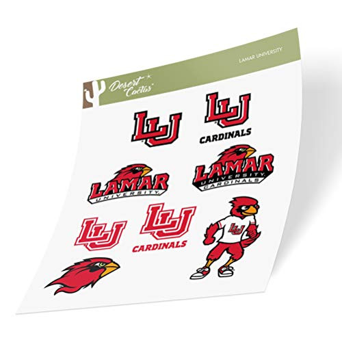 Lamar University Cardinals NCAA Sticker Vinyl Decal Laptop Water Bottle Car Scrapbook (Type 2 Sheet)
