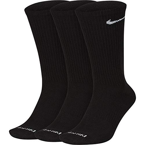 Nike Everyday Plus Lightweight Crew Socks, 3 Pair - SX6891 (Black/White, Large)