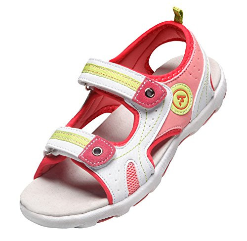 ATIKA Kids Closed Toe Sandals, Outdoor Hiking Water Sandals, Sport Athletic Beach Summer Shoes (Toddler/Little Kid/Big Kid), Venti(k107) - Red & White, 9 Little Kid