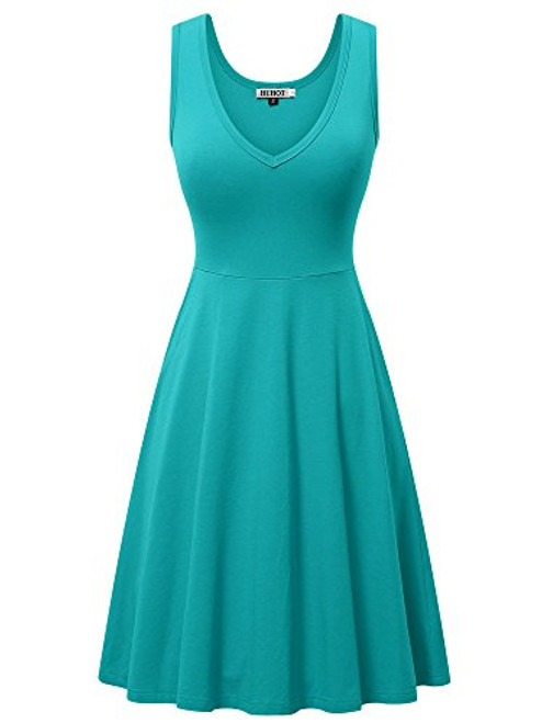 HUHOT Turquoise Dress, Women Summer Midi Flared Tank Dress with Pockets(Blue Green,XX-Large) HUHOT Turquoise Dress, Women Summer Midi Flared Tank Dress with Pockets(Blue Green,XX-Large)