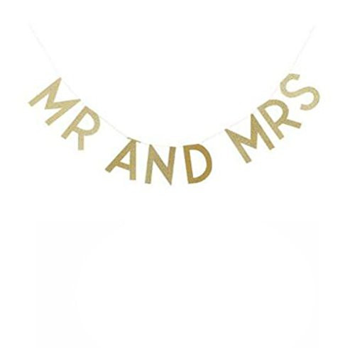 Gold Glitter Mr. and Mrs. Wedding Bunting Banner Party Banner