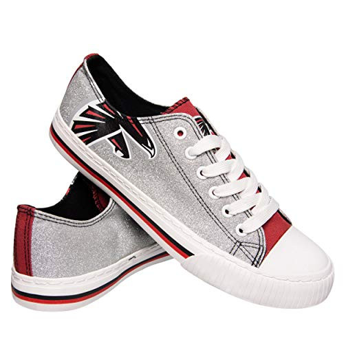FOCO NFL Atlanta Falcons Womens Ladies Glitter Low Top Canvas Sneaker Shoesladies Glitter Low Top Canvas Sneaker Shoes, Team Color, 7/Medium