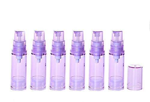 6PCS 5ml Purple Empty Portable Plastic Airless Pump Bottles Travel Lotion Pump Containers Cream Lotion Toner Cosmetic Toiletries Liquid Storage Containers Jar Pots