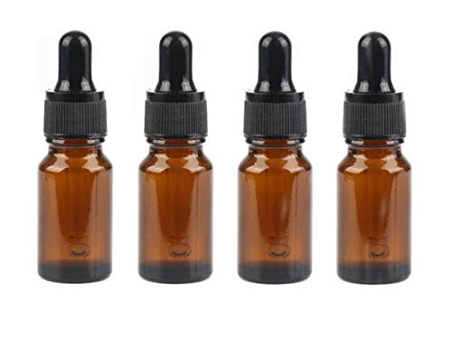 4PCS 15ml (1/2 oz) Empty Refillable Amber Glass Droppers Essential Oil Bottles Aromatherapy Cosmetics Elite Fluid Container Jar Pot Holder with Glass Eye Dropper and Black Caps 4PCS 15ml (1/2 oz) Empty Refillable Amber Glass Droppers Essential Oil Bottles Aromatherapy Cosmetics Elite Fluid Container Jar Pot Holder with Glass Eye Dropper and Black Caps