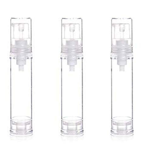 6PCS 15ml/0.5oz Empty Refillable Clear Plastic Airless Vacuum Pump Press Bottle Travel Packing Cream Lotion Bottle Containers Storage Jar Pot Vial For Cosmetic Toiletries Liquid Sample