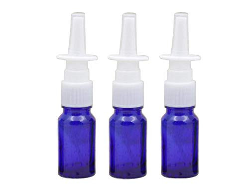 3Pcs 10Ml/0.3oz Empty Glass Nasal Spray Bottle Fine Mist Sprayers Atomizers For Saline Water ??Medical Injection Makeup Water Perfume Storage Holder Container (Blue)