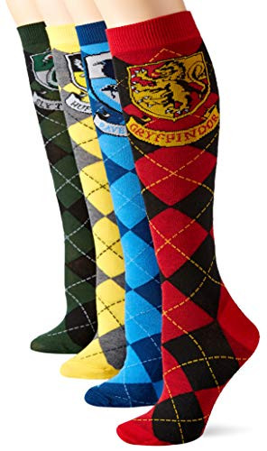 Harry Potter House Crests Argyle Juniors/Womens 4 Pack Knee High Socks