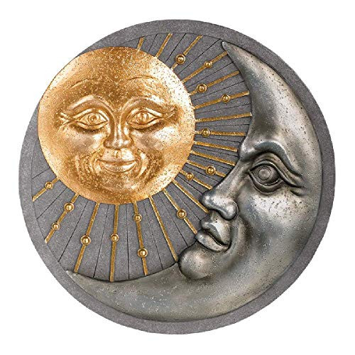 Grasslands Road Celestial Sun and Moon Stepping Stones - Sun Stepping Stones - Garden Stepping Stones - Garden Yard Hanging Décor, Resin, 10 1/8 by 10 1/8 Inches