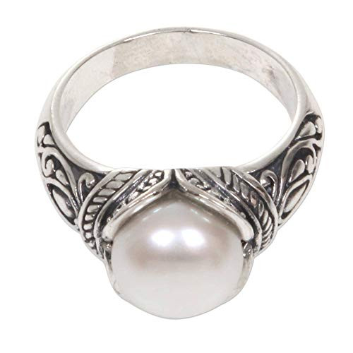 NOVICA White Cultured Freshwater Pearl .925 Sterling Silver Ring,"Luminous White Blossom" NOVICA White Cultured Freshwater Pearl .925 Sterling Silver Ring,"Luminous White Blossom"