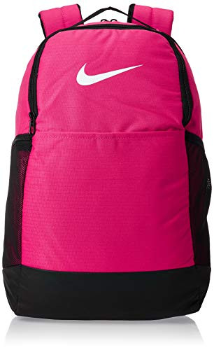 Nike Brasilia Medium Training Backpack, Nike Backpack for Women and Men with Secure Storage & Water Resistant Coating, Rush Pink/Black/White