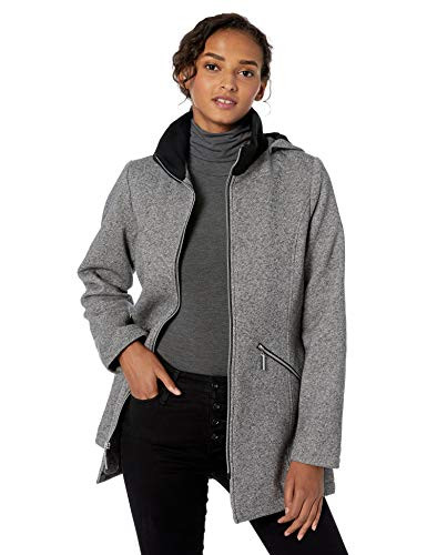 INTL d.e.t.a.i.l.s Women's Hooded Sweatshirt Jacket, Salt & Pepper, L
