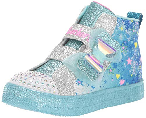 Skechers Kids Girls' Shuffle LITE-LET IT Sparkle Sneaker, Blue/Multi, 5 Medium US Toddler