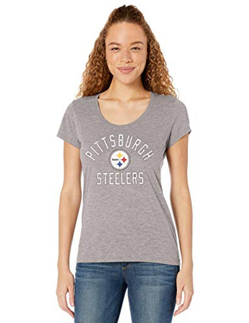 OTS NFL Pittsburgh Steelers Women's Hanna Triblend Scoop Tee, Hanna, Small