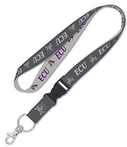 NCAA East Carolina ECU Pirates Premium Lanyard Id Holder Key Chain, Charcoal Edition