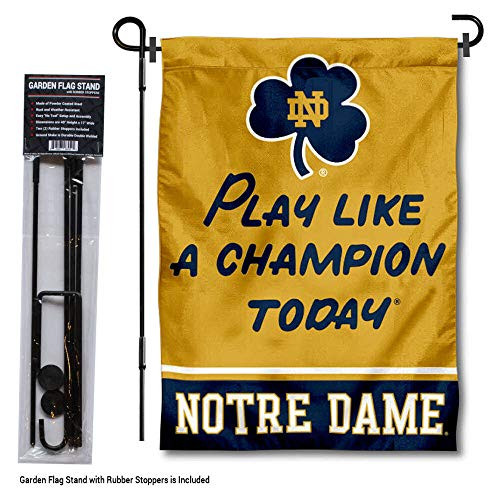 WinCraft Notre Dame Fighting Irish Play Like A Champion Today Garden Flag and Pole Stand Holder WinCraft Notre Dame Fighting Irish Play Like A Champion Today Garden Flag and Pole Stand Holder