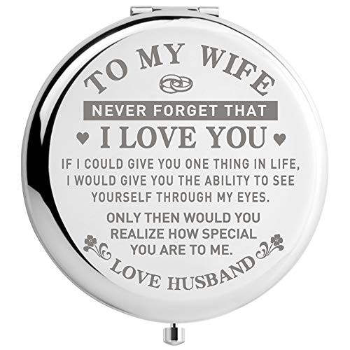 DIDADIC Travel Makeup Mirror for Wife, Wife Birthday Gift Ideas, Wife Gifts for Wedding Anniversary Valentines Day Mothers Day, Romantic Gift for Her (MIR-Wife-Ability)