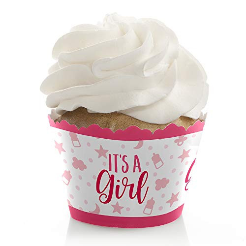Its a Girl - Pink Baby Shower Decorations - Party Cupcake Wrappers - Set of 12