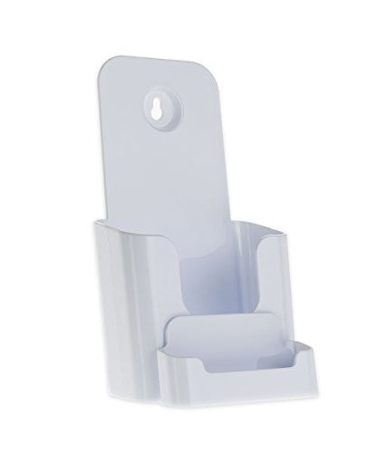 Source One TriFold Brochure Holder with Business Card Holder Wall Mount Or Counter Top (White)