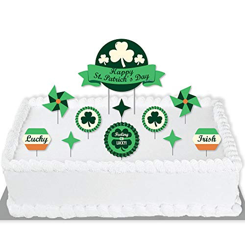 Big Dot of Happiness St. Patricks Day - Saint Pattys Day Party Cake Decorating Kit - Happy St. Patricks Day Cake Topper Set - 11 Pieces