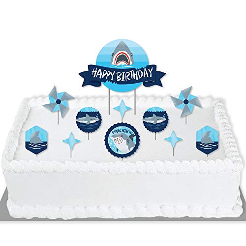 Big Dot of Happiness Shark Zone - Jawsome Shark Birthday Party Cake Decorating Kit - Happy Birthday Cake Topper Set - 11 Pieces Big Dot of Happiness Shark Zone - Jawsome Shark Birthday Party Cake Decorating Kit - Happy Birthday Cake Topper Set - 11 Pieces
