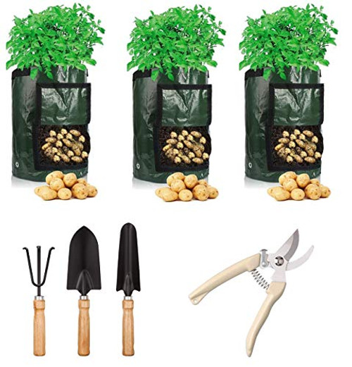 Ztalee Potato Grow Bags 10 Gallon Garden Vegetables Planter Bag with Handles and Access Flap for Vegetables,Tomato,Carrot, Onion,Fruits,Potatoes-Growing-Containers (3 Pack) (10 gallons + 4 Tools) Ztalee Potato Grow Bags 10 Gallon Garden Vegetables Planter Bag with Handles and Access Flap for Vegetables,Tomato,Carrot, Onion,Fruits,Potatoes-Growing-Containers (3 Pack) (10 gallons + 4 Tools)