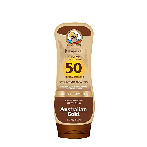 Australian Gold Sunscreen Lotion with Kona Coffee Infused Bronzer SPF 50, 8 Ounce | Broad Spectrum | Water Resistant Australian Gold Sunscreen Lotion with Kona Coffee Infused Bronzer SPF 50, 8 Ounce | Broad Spectrum | Water Resistant