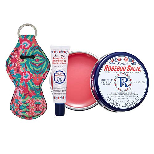 Smiths Rosebud Salve, Lip Balm and Lip Balm Holder Keychain Bundle - Natural Lip Care Moisturizer, All-Purpose and Case for Teens, Women and Men (Rosebud Salve)