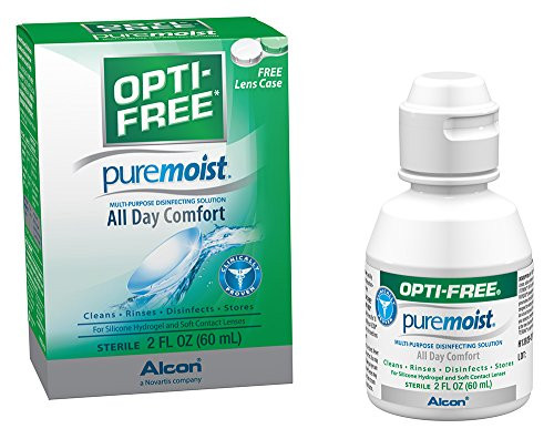 Opti-Free Puremoist Multi-Purpose Disinfecting Solution with Lens Case, 2-Ounces (Packaging may vary)