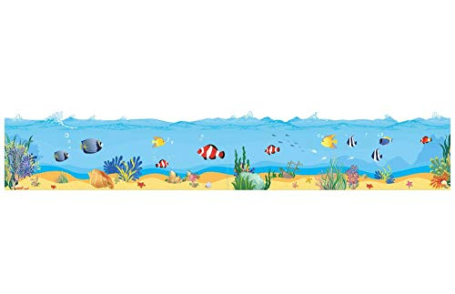 AWAKINK Under The Sea Decals The Deep Blue Sea Fishes Ocean Decorative Peel Vinyl Wall Stickers Wall Decals Removable Decors for Wall Corner Bathroom Kids Room Baby Nursery Boys and Girls Bedroom
