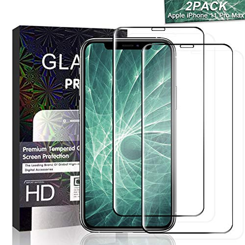 JKPNK for iPhone 11 Pro Max Glass Screen Protector [2 Pack] Full Coverage HD Anti-Scratch Bubble-Free Tempered Glass Screen Protector
