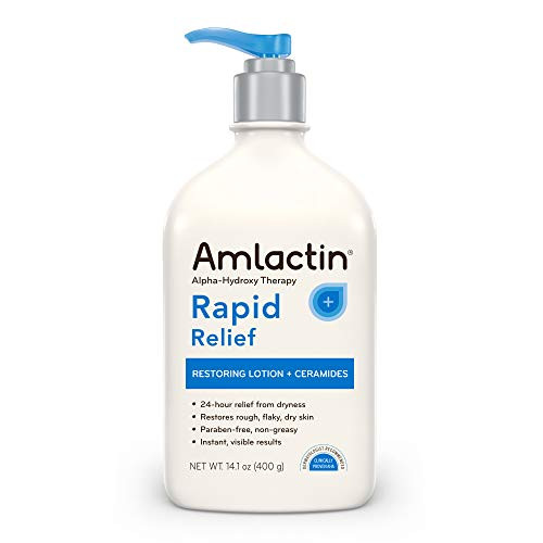 AmLactin Rapid Relief Restoring Lotion + Ceramides, 14.1 Ounce with Pump, Paraben Free