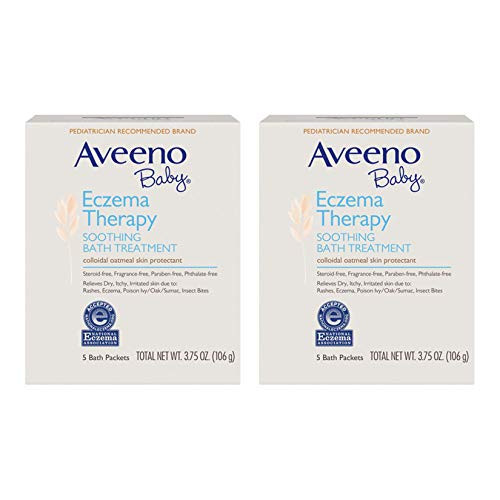 Aveeno Baby Eczema Therapy Soothing Bath Treatment with Soothing Natural Colloidal Oatmeal, 5 ct. (Pack of 2)