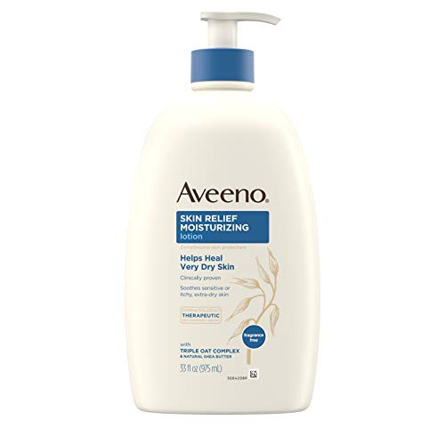 Aveeno Skin Relief 24-Hour Moisturizing Lotion for Sensitive Skin with Natural Shea Butter & Triple Oat Complex, Unscented Therapeutic Lotion for Extra Dry, Itchy Skin, 33 fl. oz Aveeno Skin Relief 24-Hour Moisturizing Lotion for Sensitive Skin with Natural Shea Butter & Triple Oat Complex, Unscented Therapeutic Lotion for Extra Dry, Itchy Skin, 33 fl. oz