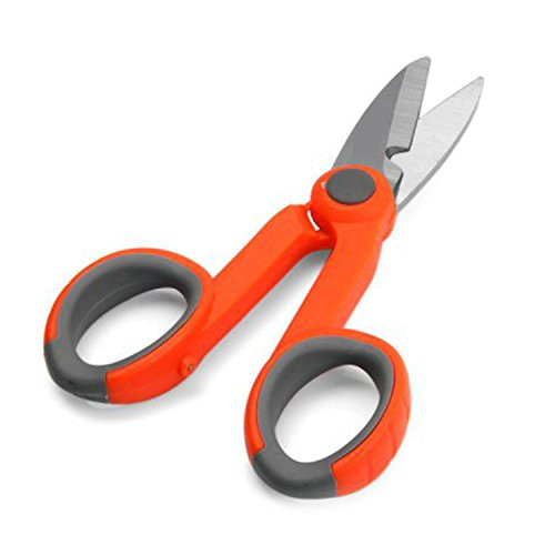 5-1/2" Multipurpose Electrical Shears,Fiber Optic Kevlar Shears - Cut Electrical Wire, Crimp Wire,Coax Cable,Cat5/6 data cable