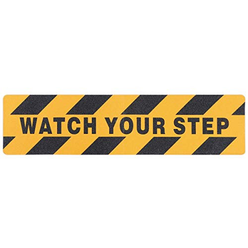4 Pcs Watch Your Step Warning Sticker Adhesive Anti Slip Abrasive Tapes Wet Floor Caution for Workplace Safety 6" x 24"