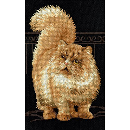 RIOLIS 1152 - Persian Cat - Counted Cross Stitch Kit 10¼" x 15" Zweigart 10 ct. Black AIDA 15 Colors