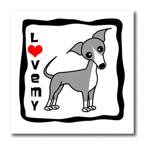 3dRose ht_12089_1 I Love My Italian Greyhound Grey Iron on Heat Transfer, 8 by 8-Inch